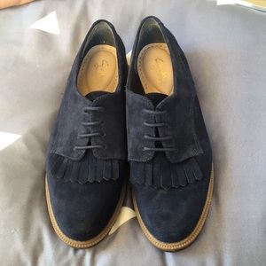 Blue leather shoes